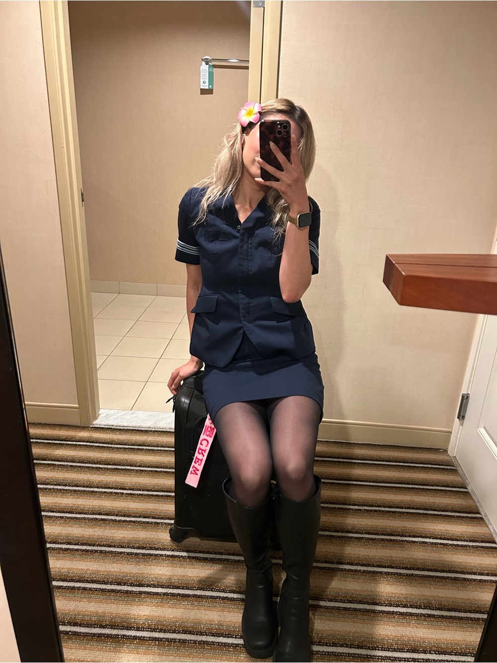 flight attendant black work tights